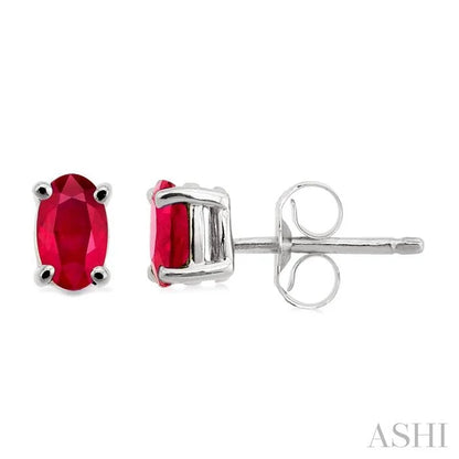 Oval Shape Gemstone Stud Earrings
