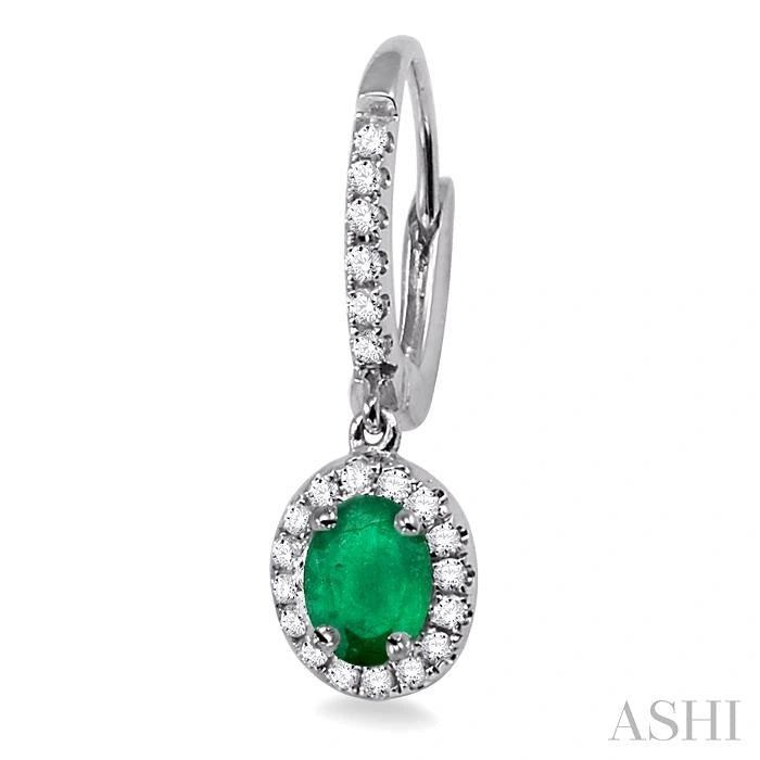 Oval Shape Gemstone & Halo Diamond Earrings
