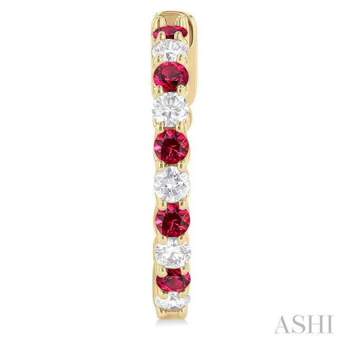 Alternate Gemstone & Diamond Hoop Earrings