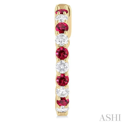 Alternate Gemstone & Diamond Hoop Earrings