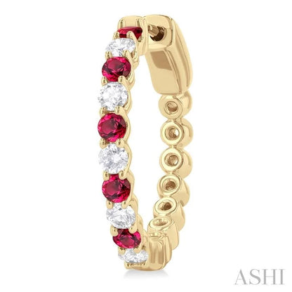 Alternate Gemstone & Diamond Hoop Earrings