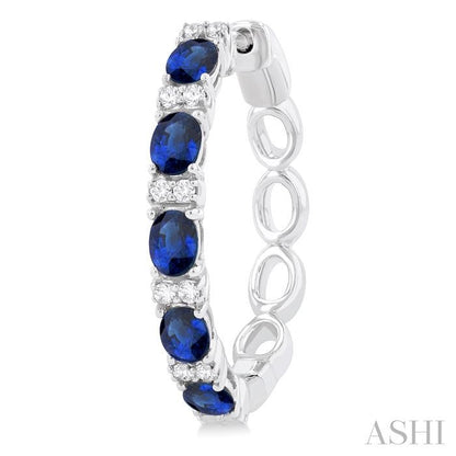 Oval Shape Alternate Gemstone & Diamond Hoop Earrings