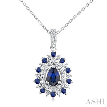 Pear Shape Gemstone & Halo Diamond Pendant