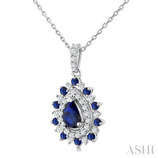 Pear Shape Gemstone & Halo Diamond Pendant