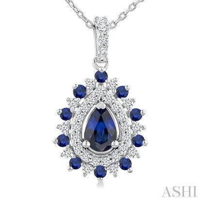 Pear Shape Gemstone & Halo Diamond Pendant
