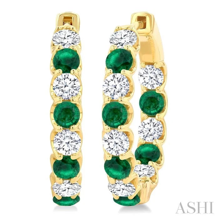 Inside-Out Alternate Gemstone & Diamond Hoop Earrings