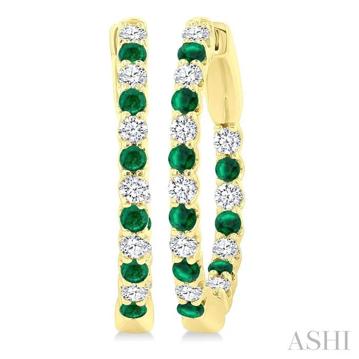 Inside-Out Alternate Gemstone & Diamond Hoop Earrings