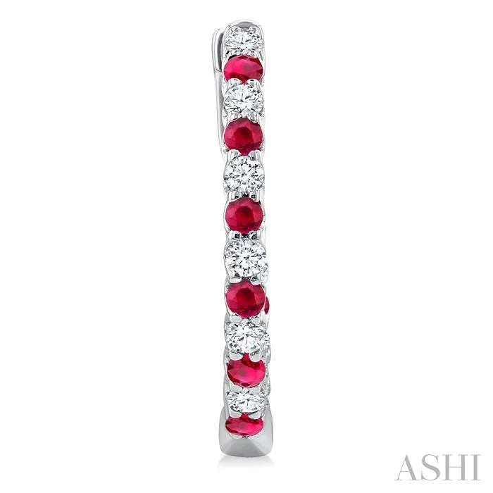 Inside-Out Alternate Gemstone & Diamond Hoop Earrings