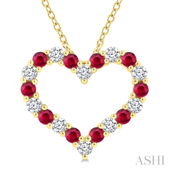 Heart Shape Alternate Gemstone & Diamond Fashion Pendant