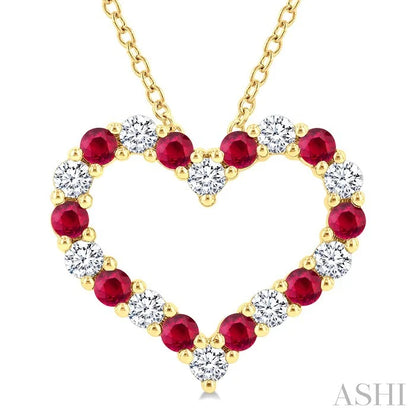 Heart Shape Alternate Gemstone & Diamond Fashion Pendant