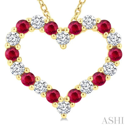 Heart Shape Alternate Gemstone & Diamond Fashion Pendant