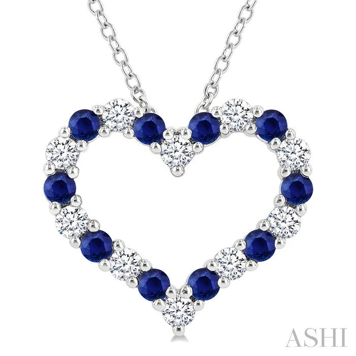 Heart Shape Alternate Gemstone & Diamond Fashion Pendant