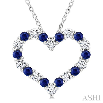 Heart Shape Alternate Gemstone & Diamond Fashion Pendant