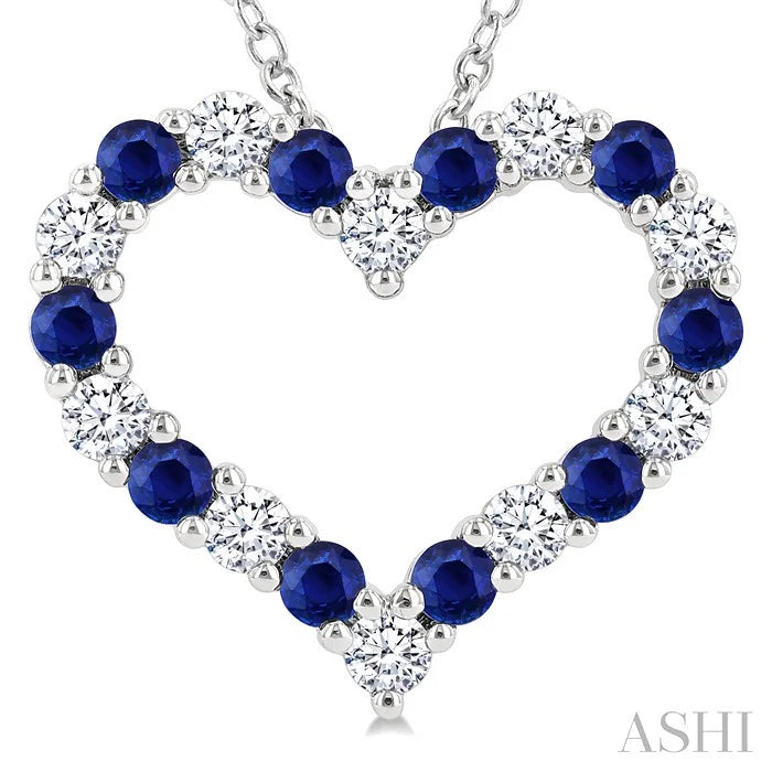 Heart Shape Alternate Gemstone & Diamond Fashion Pendant