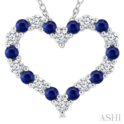 Heart Shape Alternate Gemstone & Diamond Fashion Pendant