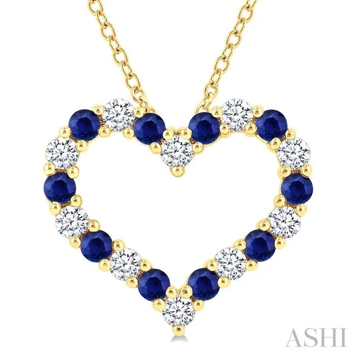Heart Shape Alternate Gemstone & Diamond Fashion Pendant