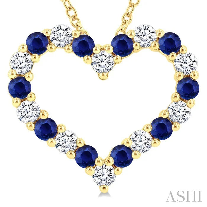 Heart Shape Alternate Gemstone & Diamond Fashion Pendant