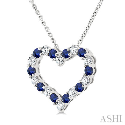 Heart Shape Alternate Gemstone & Diamond Fashion Pendant