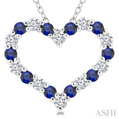 Heart Shape Alternate Gemstone & Diamond Fashion Pendant