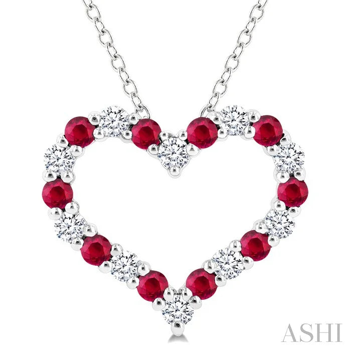 Heart Shape Alternate Gemstone & Diamond Fashion Pendant