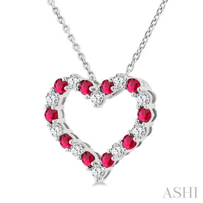 Heart Shape Alternate Gemstone & Diamond Fashion Pendant