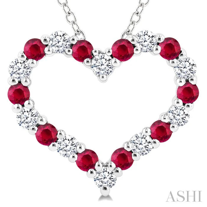 Heart Shape Alternate Gemstone & Diamond Fashion Pendant