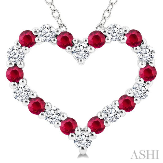 Heart Shape Alternate Gemstone & Diamond Fashion Pendant