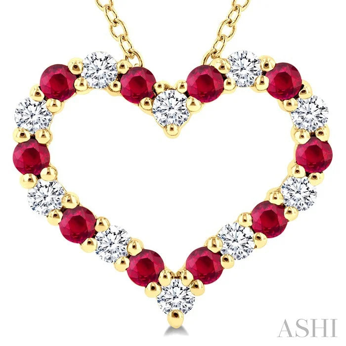 Heart Shape Alternate Gemstone & Diamond Fashion Pendant