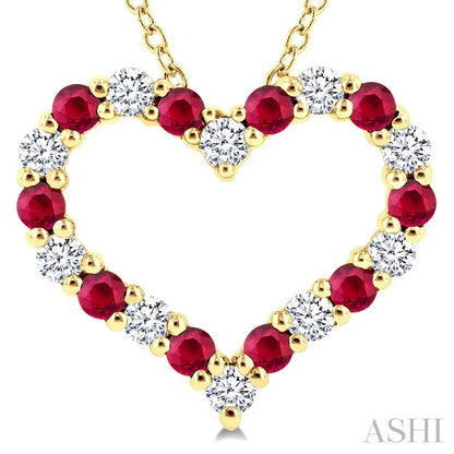 Heart Shape Alternate Gemstone & Diamond Fashion Pendant