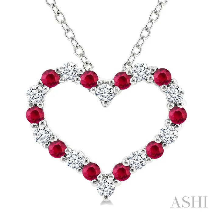 Heart Shape Alternate Gemstone & Diamond Fashion Pendant