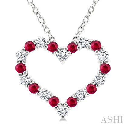 Heart Shape Alternate Gemstone & Diamond Fashion Pendant