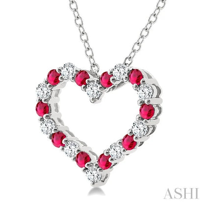 Heart Shape Alternate Gemstone & Diamond Fashion Pendant