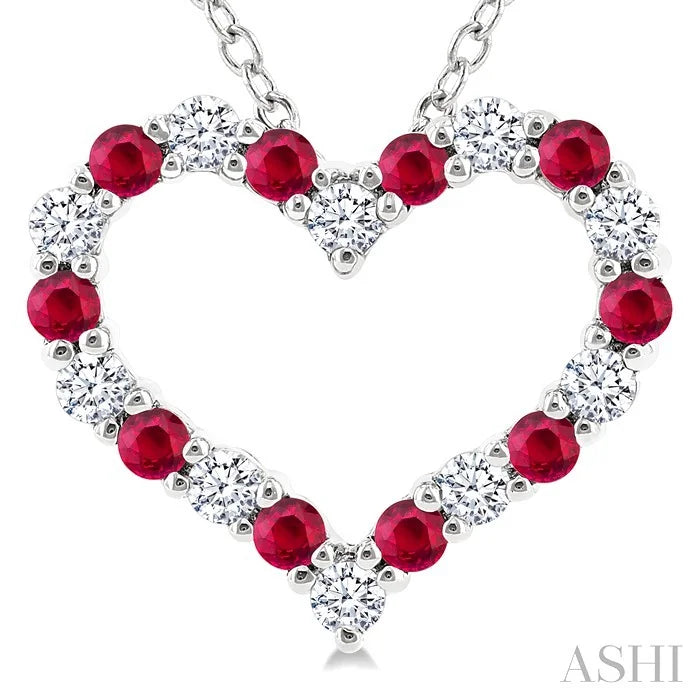 Heart Shape Alternate Gemstone & Diamond Fashion Pendant