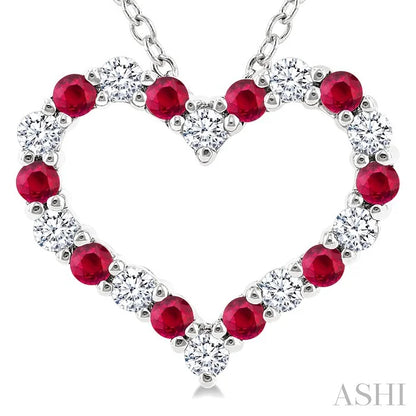 Heart Shape Alternate Gemstone & Diamond Fashion Pendant