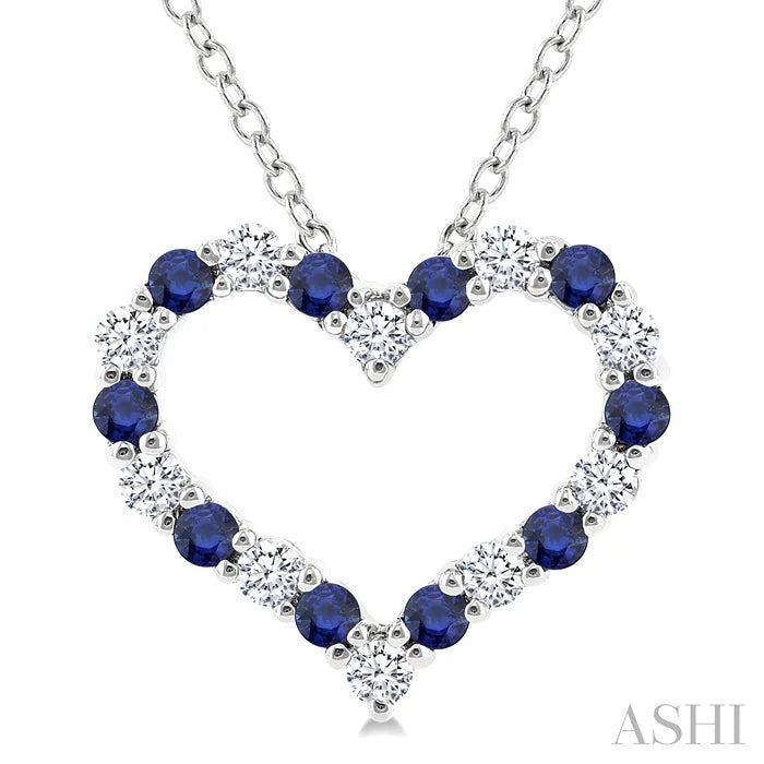 Heart Shape Alternate Gemstone & Diamond Fashion Pendant