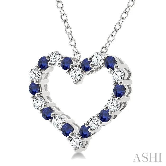 Heart Shape Alternate Gemstone & Diamond Fashion Pendant