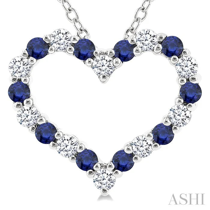 Heart Shape Alternate Gemstone & Diamond Fashion Pendant