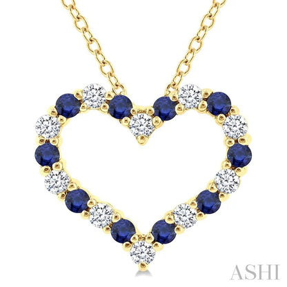 Heart Shape Alternate Gemstone & Diamond Fashion Pendant