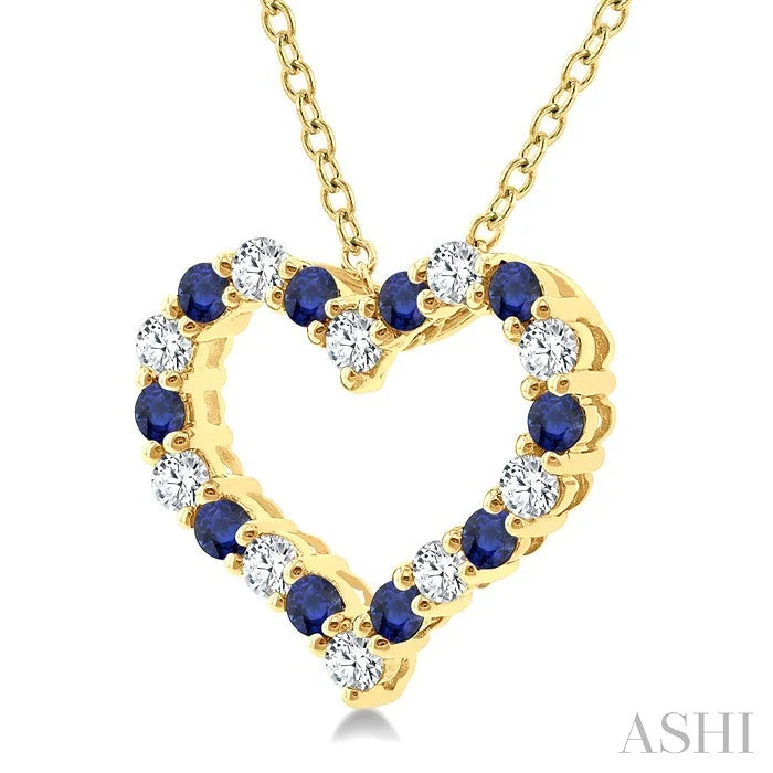 Heart Shape Alternate Gemstone & Diamond Fashion Pendant
