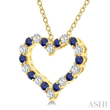 Heart Shape Alternate Gemstone & Diamond Fashion Pendant