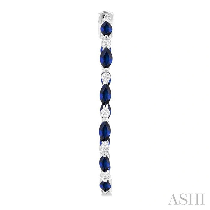 Inside-Out Marquise Shape Alternate Gemstone & Diamond Hoop Earrings