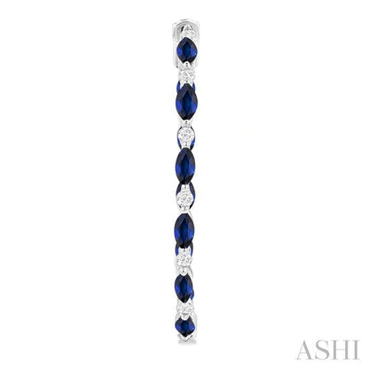 Inside-Out Marquise Shape Alternate Gemstone & Diamond Hoop Earrings