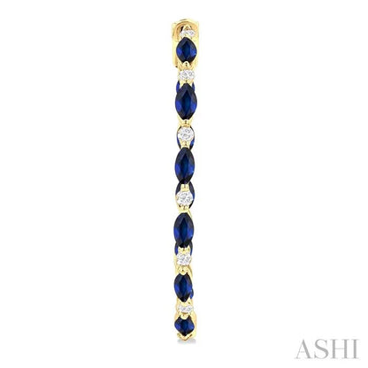 Inside-Out Marquise Shape Alternate Gemstone & Diamond Hoop Earrings