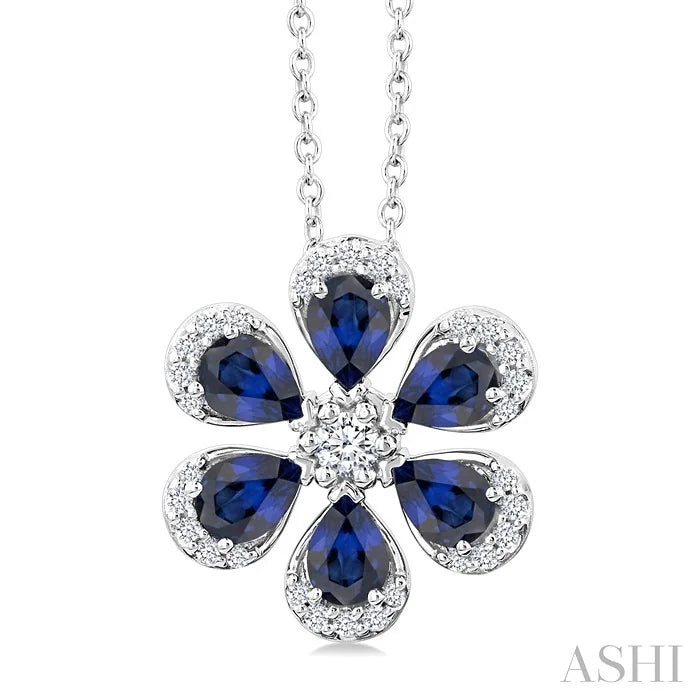 Blossom Pear Shape Gemstone & Diamond Pendant