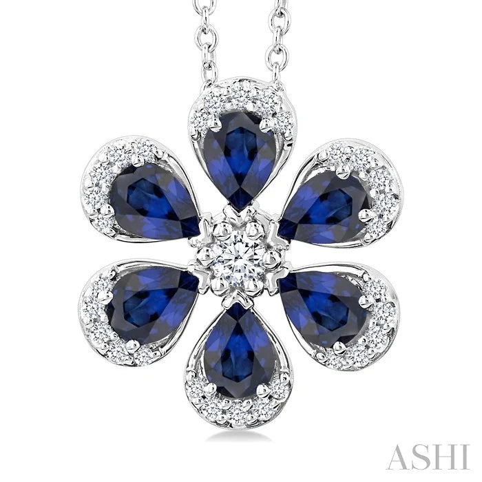 Blossom Pear Shape Gemstone & Diamond Pendant