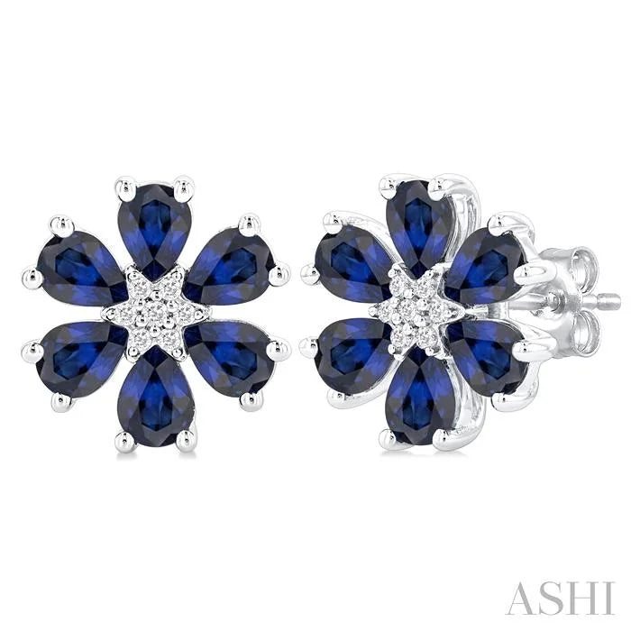 Blossom Pear Shape Gemstone & Diamond Earrings