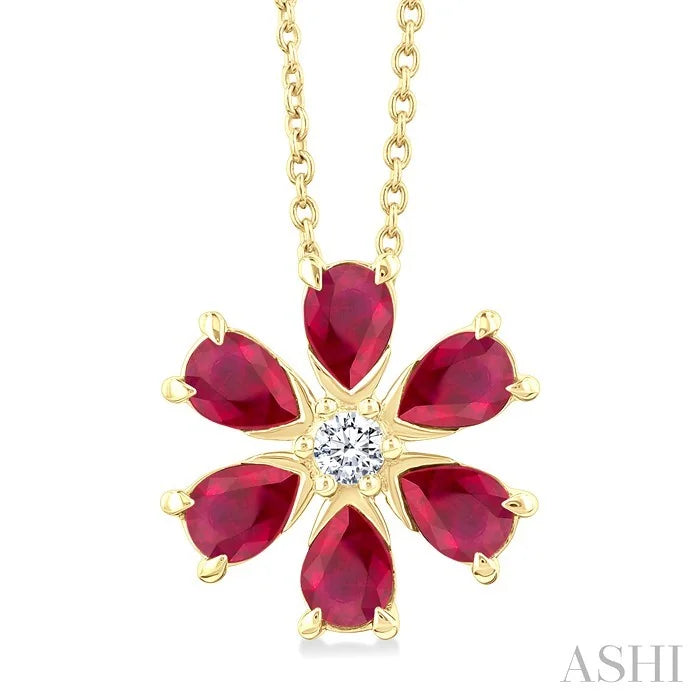 Blossom Pear Shape Gemstone & Diamond Pendant