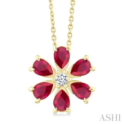 Blossom Pear Shape Gemstone & Diamond Pendant