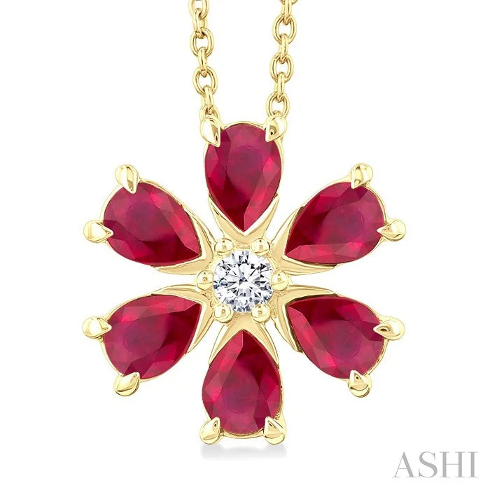 Blossom Pear Shape Gemstone & Diamond Pendant