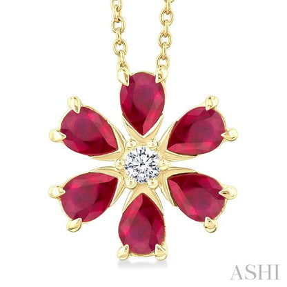 Blossom Pear Shape Gemstone & Diamond Pendant